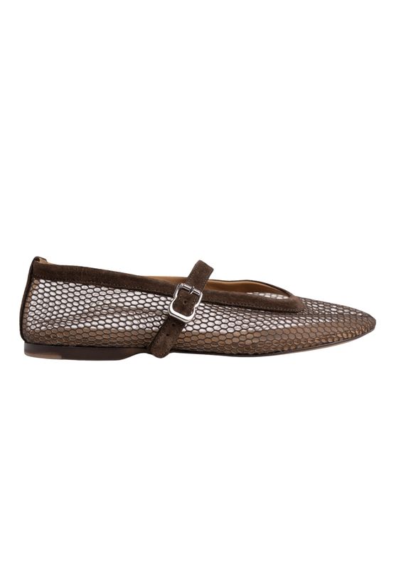 Posa Baletto mesh dark brown suede