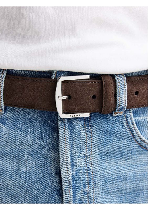 Nubikk James Belt Donkerbruin Suède Riem voor Heren