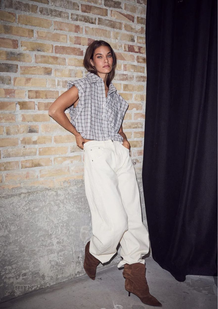 Haute L’Amitié Dinnie NS Mini Check Shirt Off white Beige