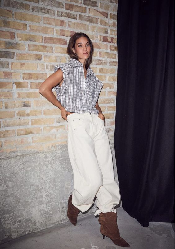 Haute L’Amitié Dinnie NS Mini Check Shirt Off white Beige