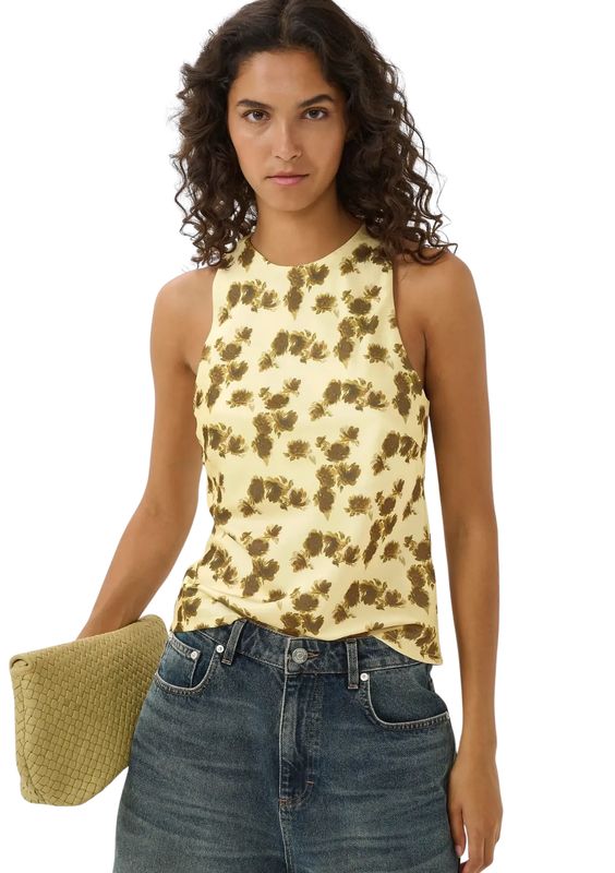 Gestuz GZchery P blouse Lemon Yellow Olive Flower