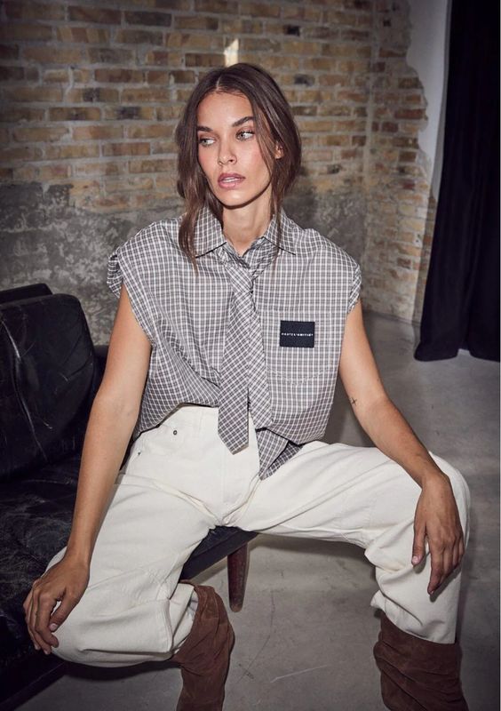 Haute L’Amitié Chess NS Tie Shirt Beige