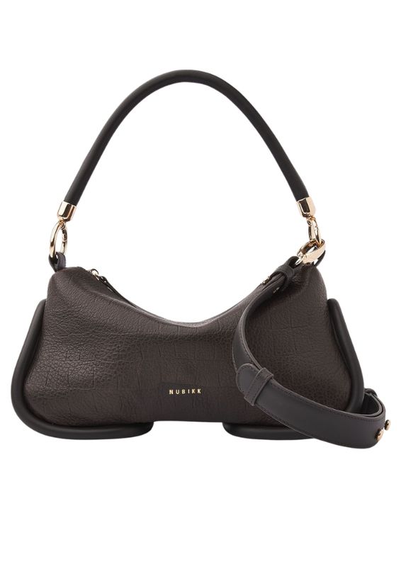 Nubikk Bibi Bag Bruine Leren Croco Tas voor Dames