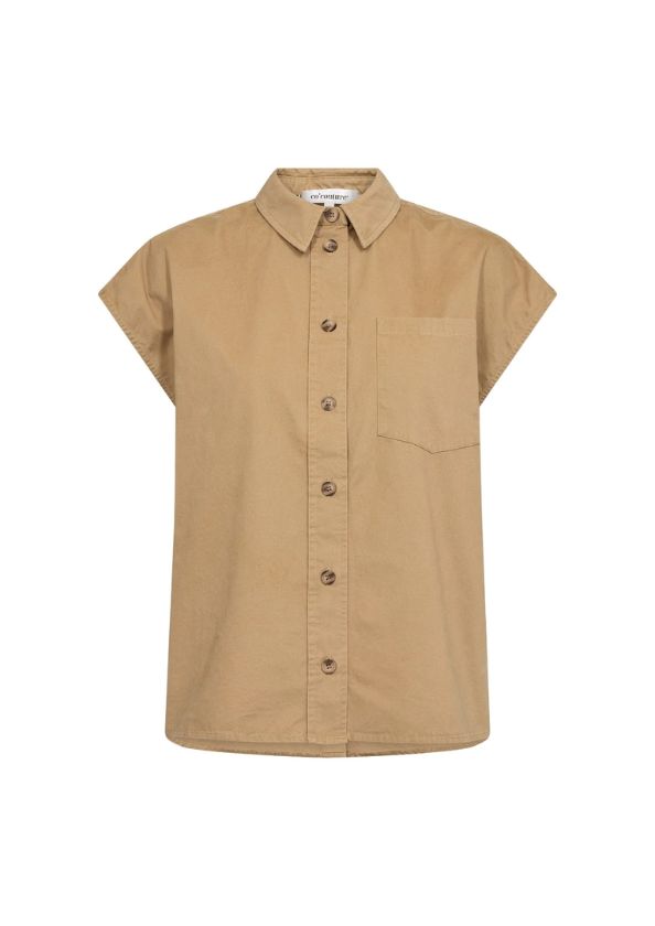 Co'Couture EvelynCC Slit Back SS shirt Sand