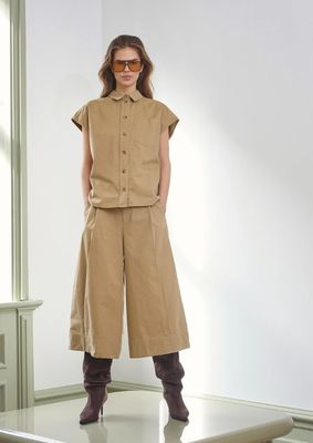 Co'Couture EvelynCC Slit Back SS shirt Sand