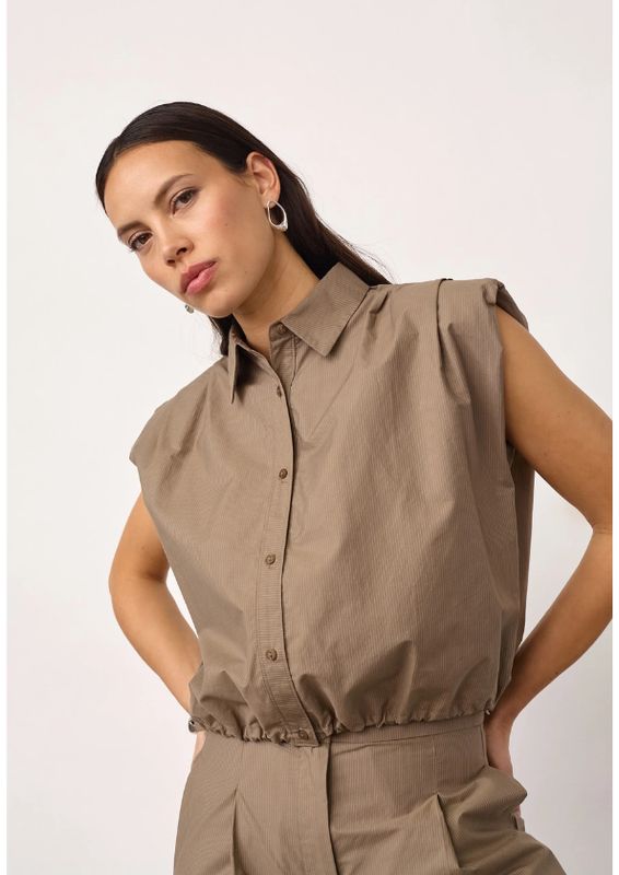 Co'Couture OpheliaCC Pleat SS Shirt Mink