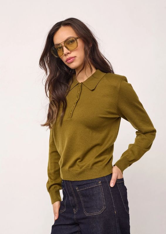 Co'Couture CoryCC Padded Polo Knit Fern Green Co'Couture CoryCC Padded Polo Knit Fern Green