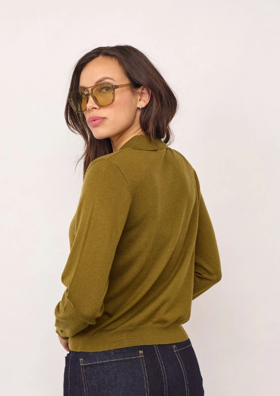 Co'Couture CoryCC Padded Polo Knit Fern Green