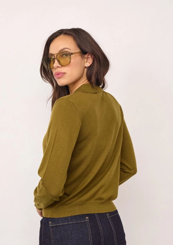 Co'Couture CoryCC Padded Polo Knit Fern Green