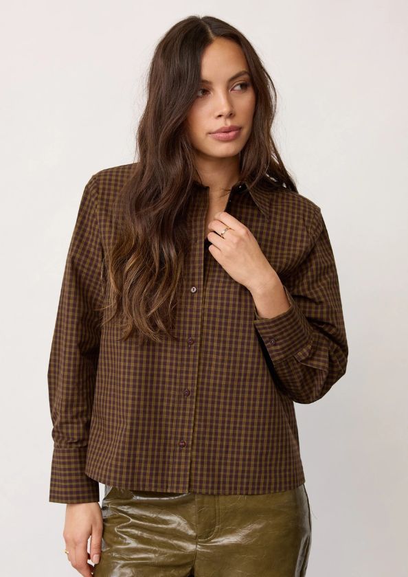 Co'Couture TeffaCC Padded Check Shirt Olive