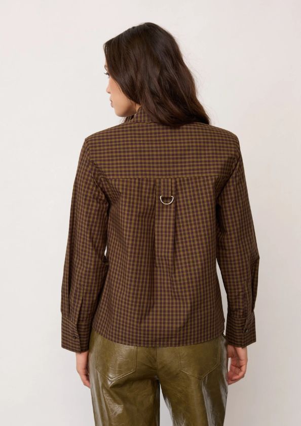 Co'Couture TeffaCC Padded Check Shirt Olive