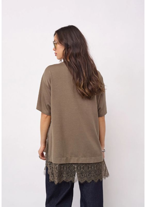 Co'Couture LarsonCC Mix Lace Tee Olive