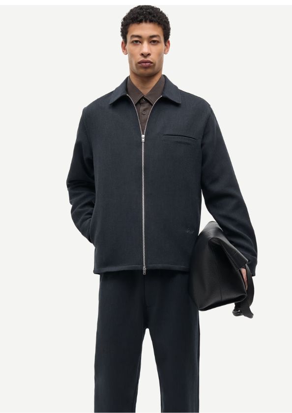 Samsoe Samsoe Sadamon GT zip overshirt 16201 Dark Grey Melange