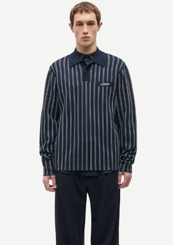 Samsoe Samsoe Samatt Polo 15825 Salute Pinstripe Samsoe Samsoe Samatt Polo 15825 Salute Pinstripe