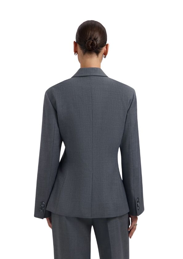 OLAF Wool Asymmetric Blazer Sharkskin
