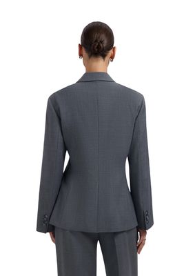 OLAF Wool Asymmetric Blazer Sharkskin