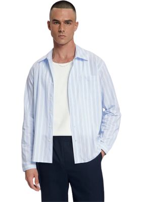 Law of the Sea Squall Yarn Dyed Striped Shirt Light Blue