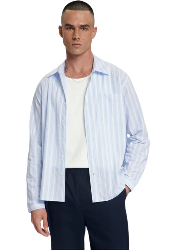Law of the Sea Squall Yarn Dyed Striped Shirt Light Blue