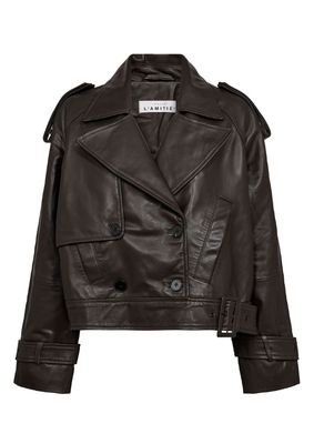 Haute L'Amitié Leather Trench Jacket Mocca Haute L'Amitié Leather Trench Jacket Mocca