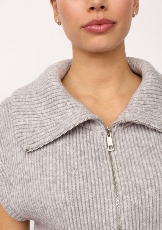 Co'Couture RowCC Zip Knit Vest Grey Melange