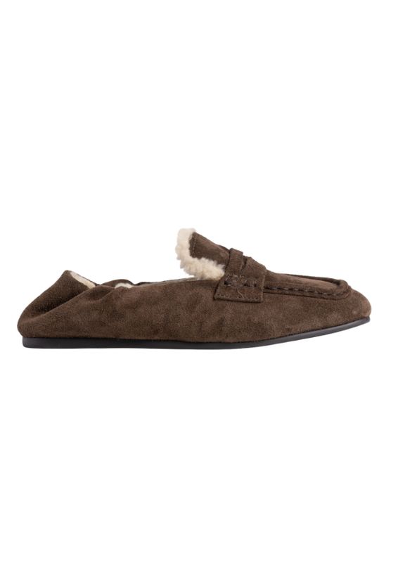 Posa Penny Loafer Square Fur Dark brown