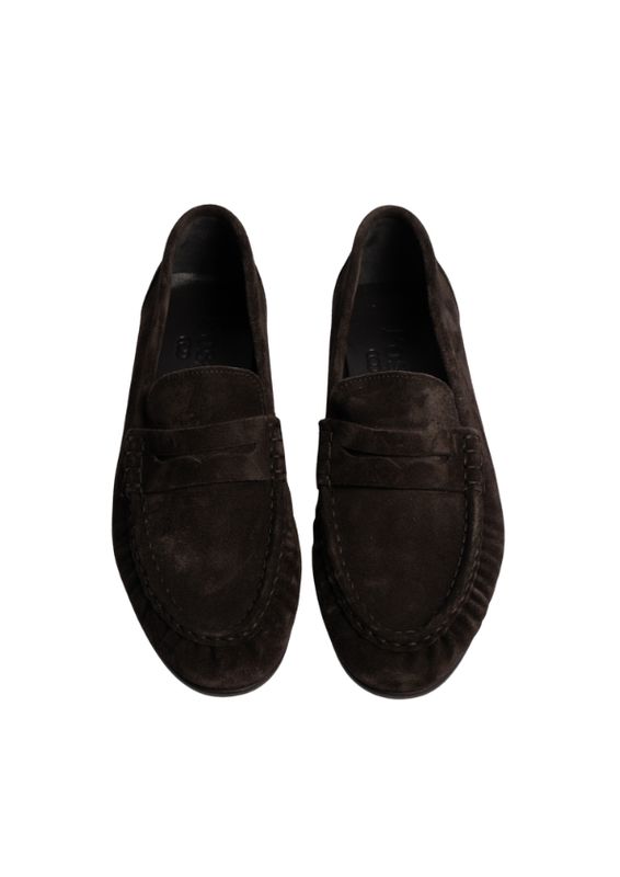 Posa Penny Loafer Wrinkle Suede Dark brown
