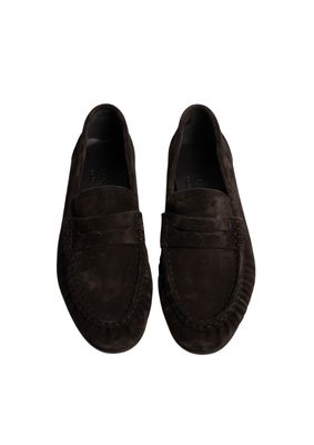 Posa Penny Loafer Wrinkle Suede Dark brown