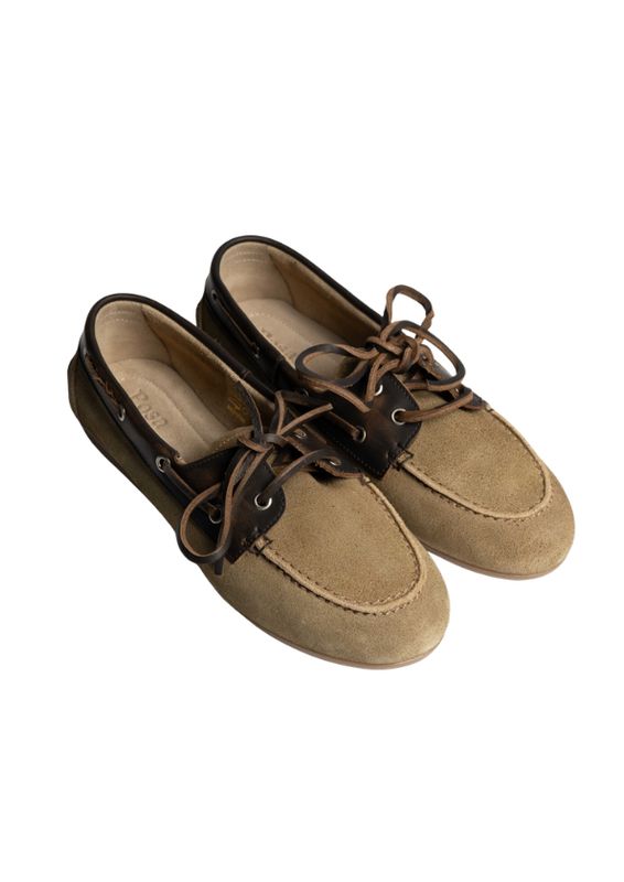 Posa Boat Loafer Brushed Suede Leather Coffee Caramelo