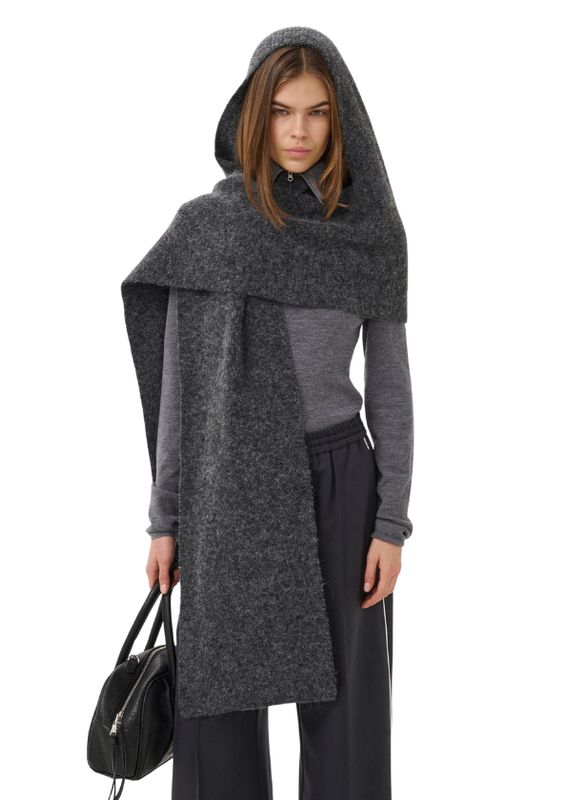 Gestuz GZalpha hoodscarf Charcoal Melange Gestuz GZalpha hoodscarf Charcoal Melange