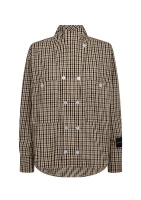 Haute L'Amitié High Collar Check Shirt Beige