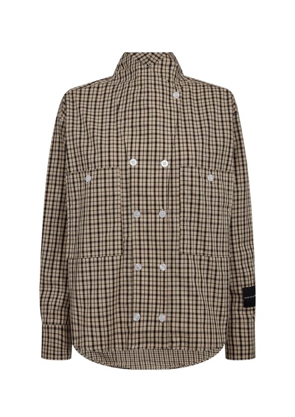 Haute L'Amitié High Collar Check Shirt Beige Haute L'Amitié High Collar Check Shirt Beige