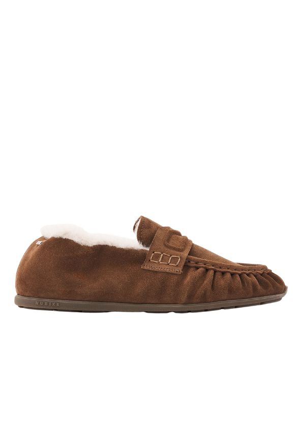 Nubikk Riley Mio Fur Bruine Suède Loafers voor Dames Nubikk Riley Mio Fur Bruine Suède Loafers voor Dames