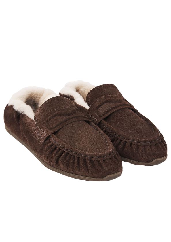 Nubikk Riley Mio Fur Donkerbruine Suède Loafers voor Dames Nubikk Riley Mio Fur