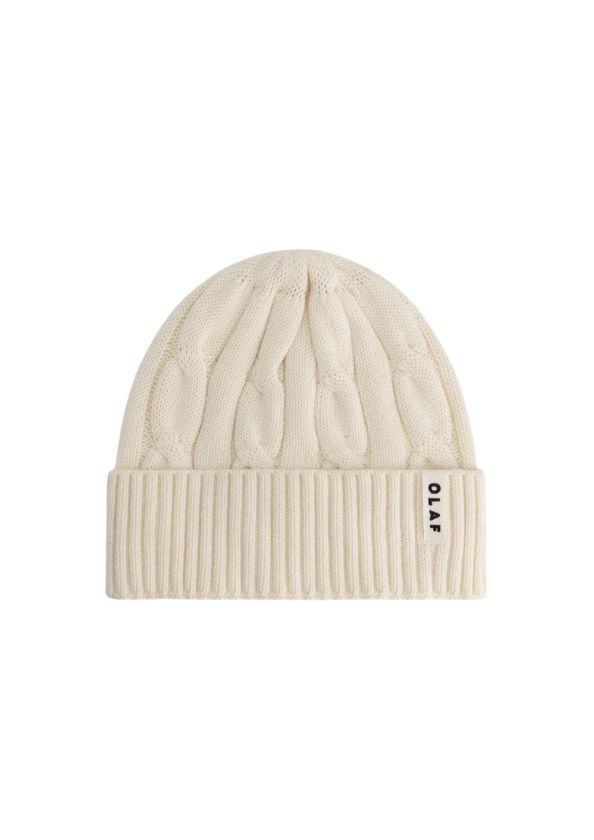 OLAF Wool Cable Knitted Beanie Off White OLAF Wool Cable Knitted Beanie Off White