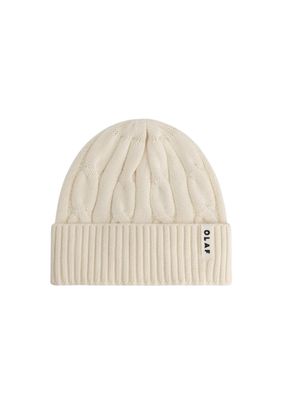 OLAF Wool Cable Knitted Beanie Off White