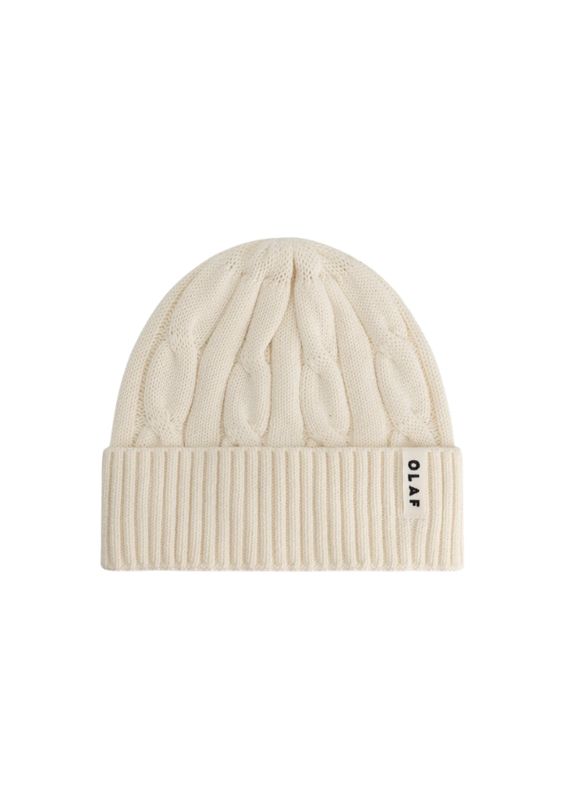 OLAF Wool Cable Knitted Beanie Off White