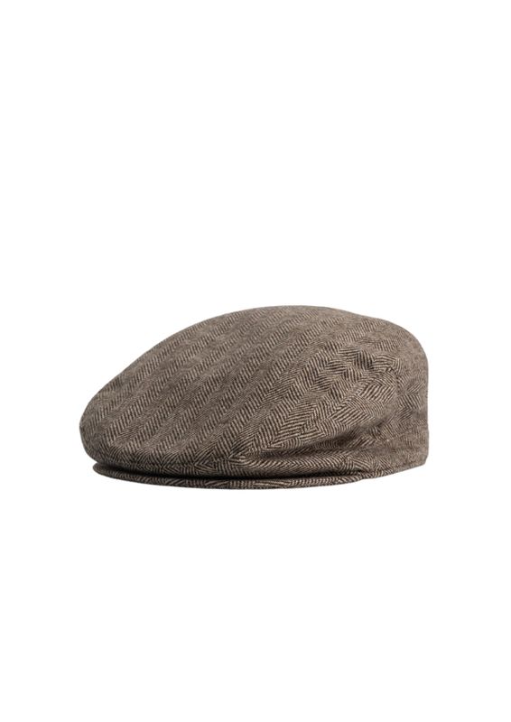 OLAF Wool Herringbone Flat Cap Chocolate Chip