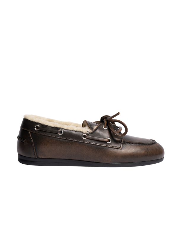 Posa Boat Loafer Brushed Fur leather Coffee Posa Boat Loafer Brushed Fur leather Coffee