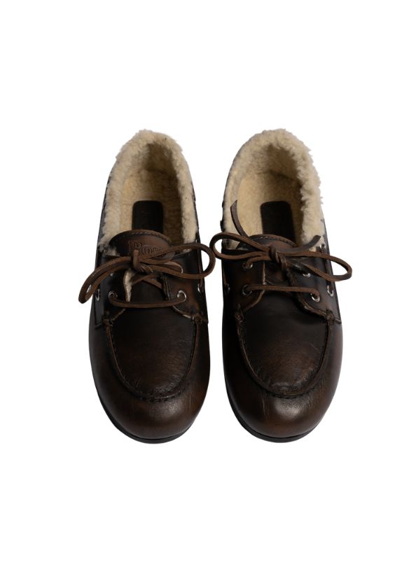 Posa Boat Loafer Brushed Fur leather Coffee Posa Boat Loafer Brushed