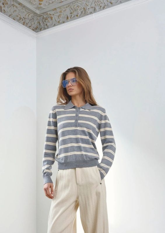 Co'Couture LueCC Padded Polo Knit Creme
