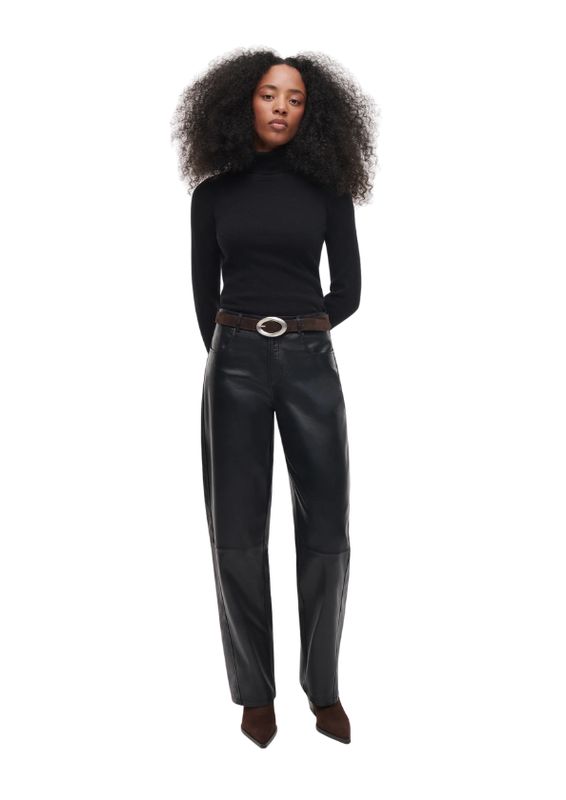 Studio AR AILA Leather Barrel Trousers Black