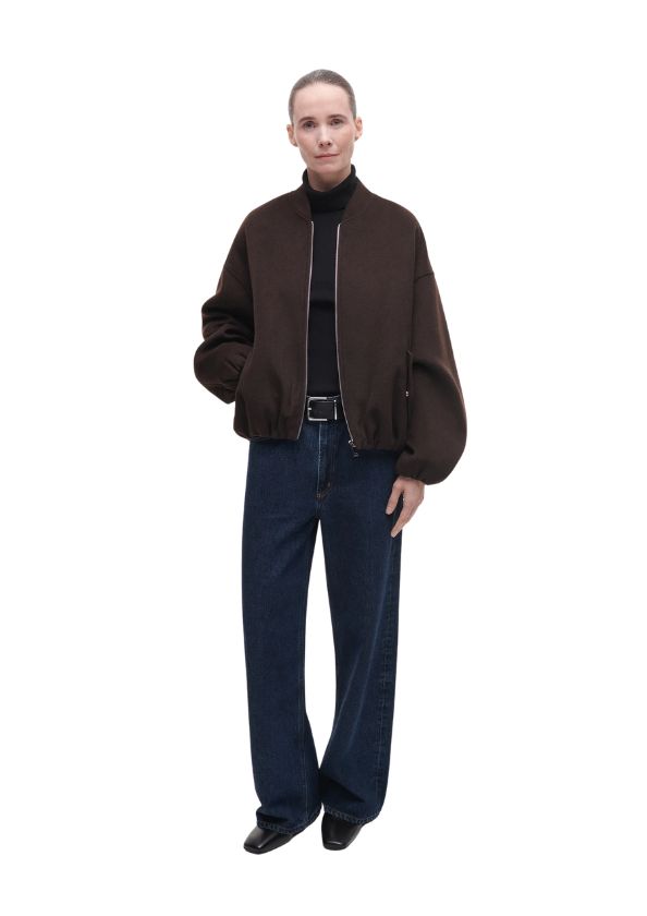 Studio AR AHTI Wool Bomber Jacket Dark Brown