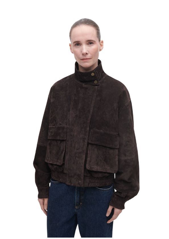 Studio AR WILLOW High Collar Suede Jacket Brown Studio AR WILLOW High Collar Suede Jacket