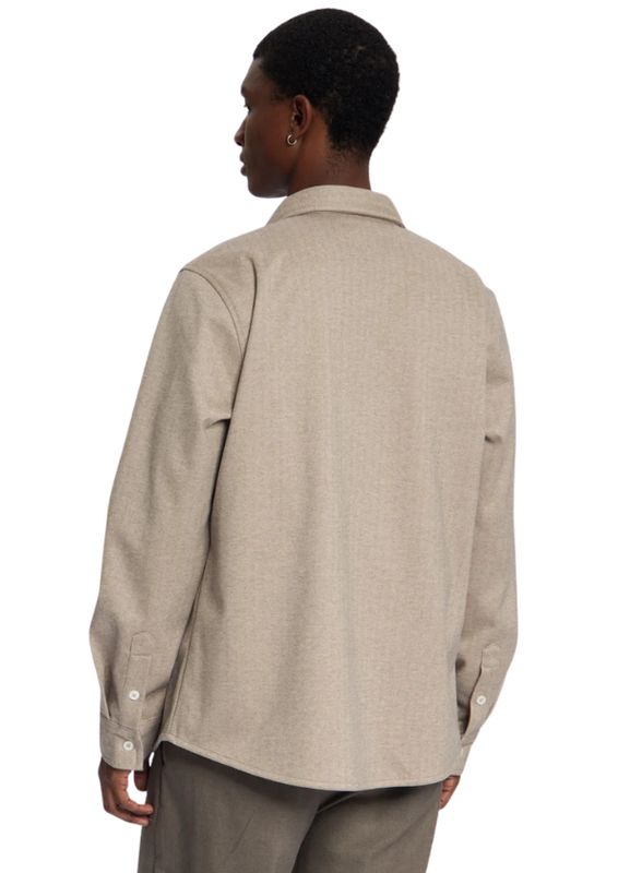 Law of the Sea Troy Soft Herringbone Shirt Greige