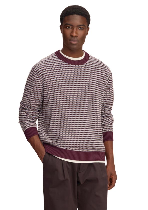 NN07 Russell Textured Stitch sweater Winetasting, Maat: M