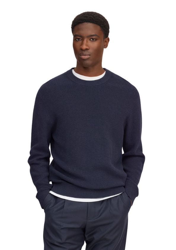 NN07 Hope Rib knitted sweater Navy Melange, Maat: M