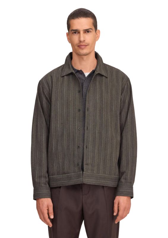 NN07 Reed Striped overshirt Shadow Moss