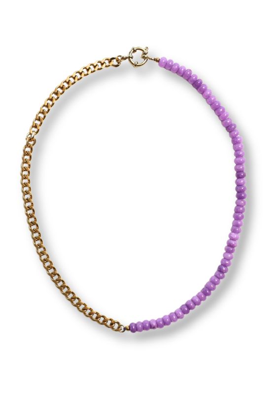Bonnie Studios Luc paars gouden ketting
