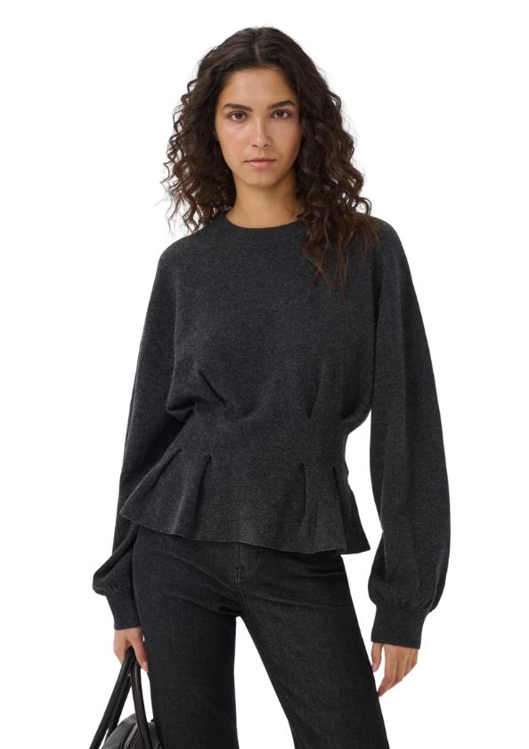 Gestuz GZmanzi Pullover Deep Graphite Melange Grey