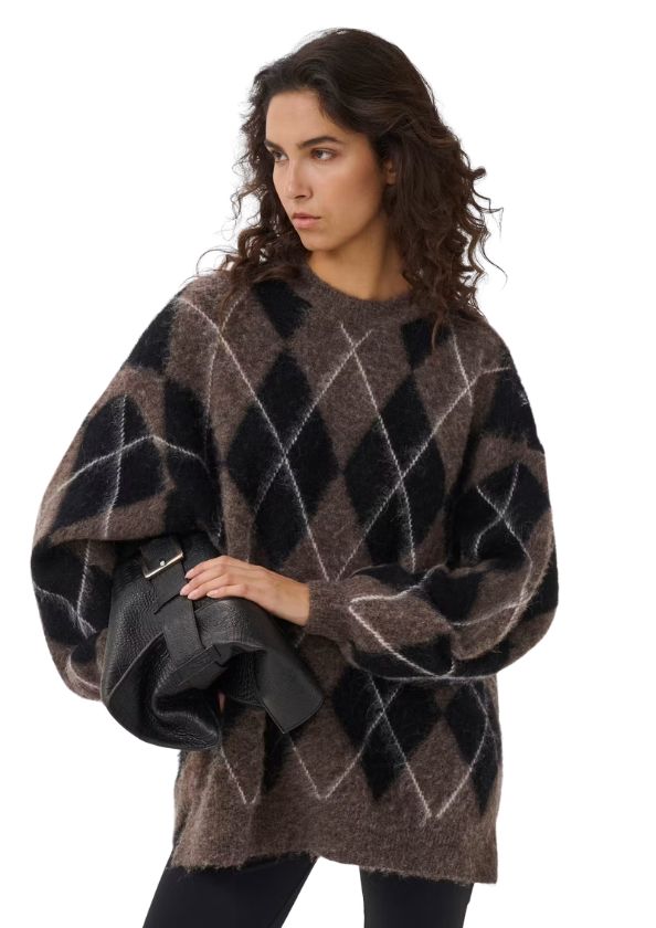 Gestuz GZsida Pullover Black Chestnut Ivory Multi Color Gestuz GZsida Pullover Black Chestnut Ivory Multi Color